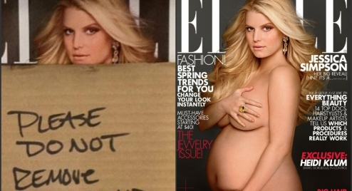Jessica Simpson's Pregnant Nude Elle Cover Causes Censorship Controversy!